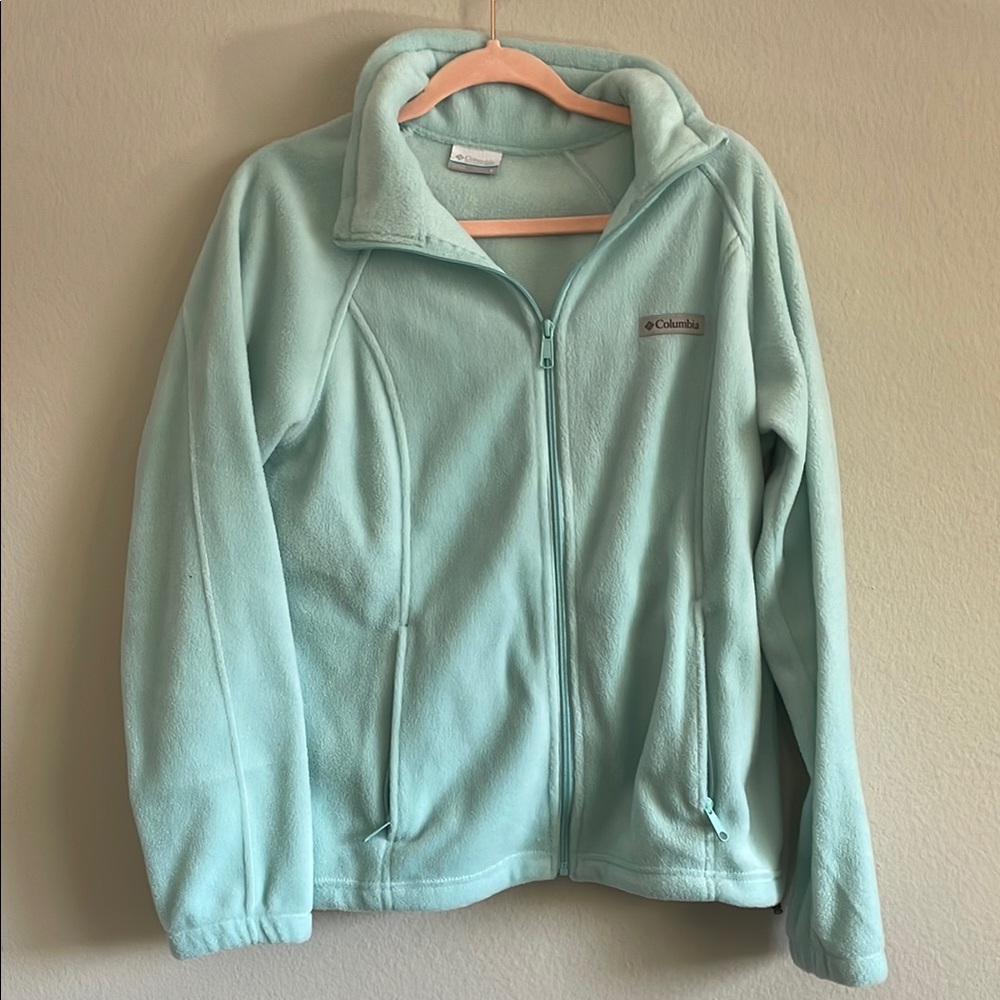 Columbia Blue Ski Jacket Full Zip Stand-Up Collar